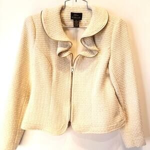 Trenz By Theresa Ivory Suit Jacket Blazer Long Sleeve Zipper Closer Women Size M